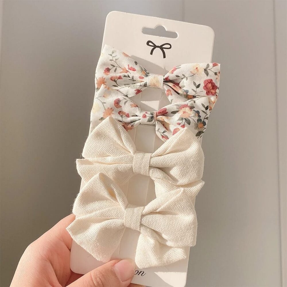 NEW - 4 PCS/Set - Cute Colorful Bow Hair Clips - Baby Girls Accesories